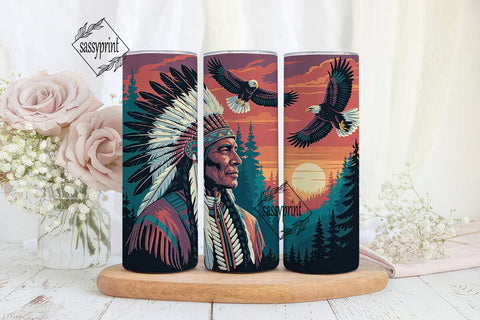 Native American Eagle Sunset Tumbler Sublimation sassyprint 