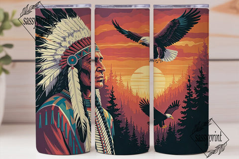 Native American Eagle Sunset Tumbler Sublimation sassyprint 