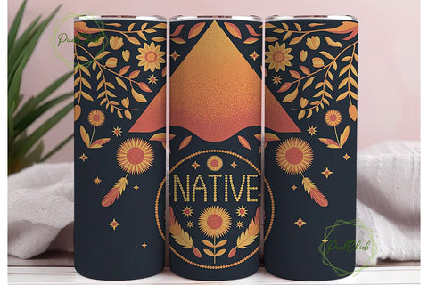 Native American Floral Tumbler Wrap Sublimation PixelChick 