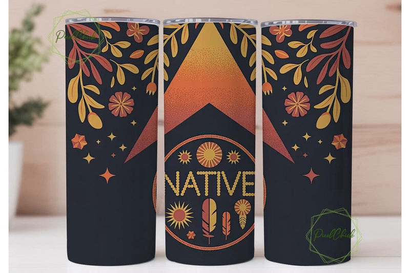 Native American Floral Tumbler Wrap Sublimation PixelChick 