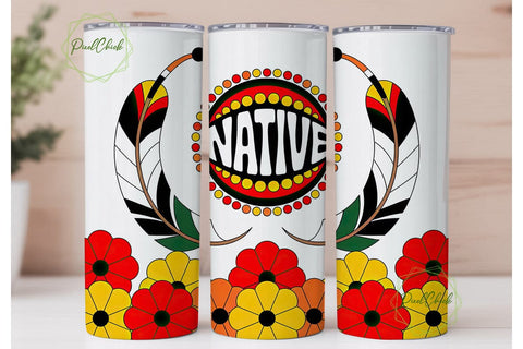 Native American Floral Tumbler Wrap Sublimation PixelChick 
