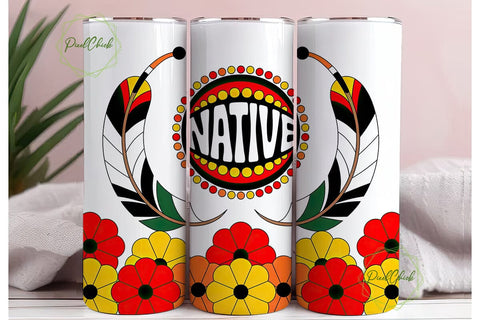 Native American Floral Tumbler Wrap Sublimation PixelChick 
