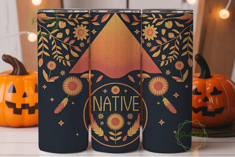 Native American Floral Tumbler Wrap Sublimation PixelChick 