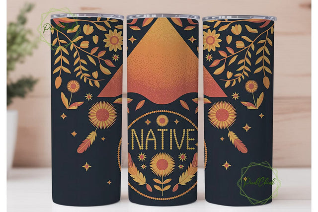 Native American Floral Tumbler Wrap Sublimation PixelChick 