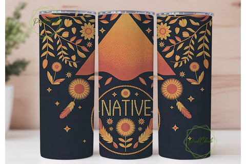 Native American Floral Tumbler Wrap Sublimation PixelChick 