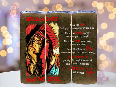 Native American Girl 20oz Tumbler Wrap Sublimation Design, Straight Tapered Tumbler Wrap, Native American Tumbler Png, Instant Digital Download Sublimation SvggirlplusArt 