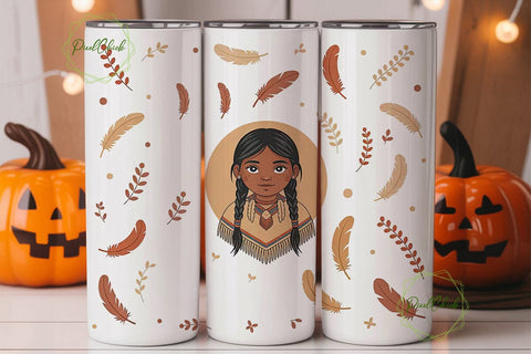 Native American Girl 20oz Tumbler Wrap Sublimation PixelChick 