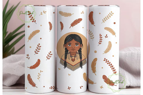 Native American Girl 20oz Tumbler Wrap Sublimation PixelChick 