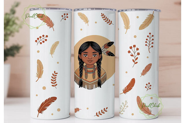 Native American Girl 20oz Tumbler Wrap Sublimation PixelChick 