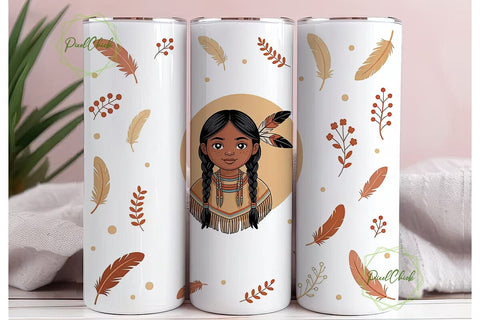 Native American Girl 20oz Tumbler Wrap Sublimation PixelChick 