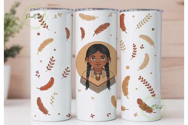 Native American Girl 20oz Tumbler Wrap Sublimation PixelChick 