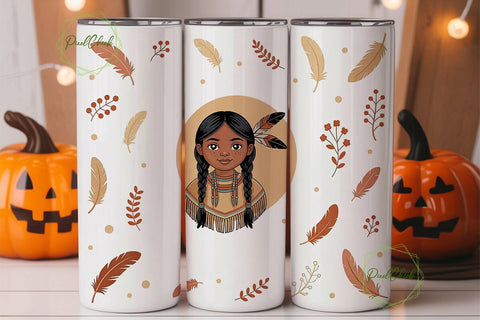 Native American Girl 20oz Tumbler Wrap Sublimation PixelChick 