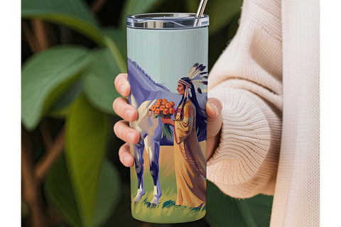Native American Horse Tumbler Wrap Sublimation DesignSVG 