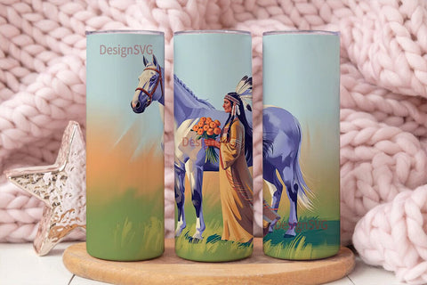 Native American Horse Tumbler Wrap Sublimation DesignSVG 