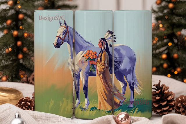 Native American Horse Tumbler Wrap Sublimation DesignSVG 