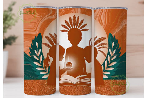 Native American Kids 20oz Tumbler Wrap Sublimation PixelChick 
