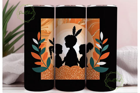 Native American Kids 20oz Tumbler Wrap Sublimation PixelChick 
