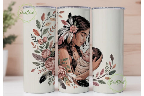 Native American Mom 20oz Tumbler Wrap Sublimation PixelChick 