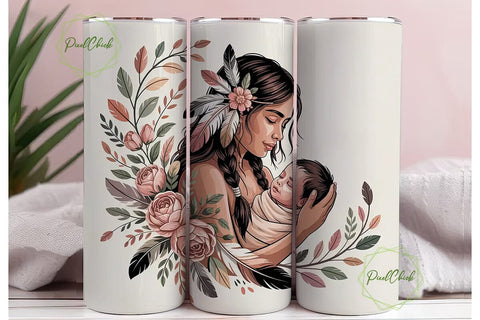 Native American Mom 20oz Tumbler Wrap Sublimation PixelChick 
