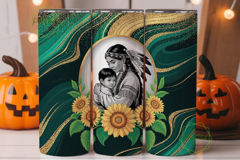 Native American Mom Tumbler Wrap Sublimation PixelChick 