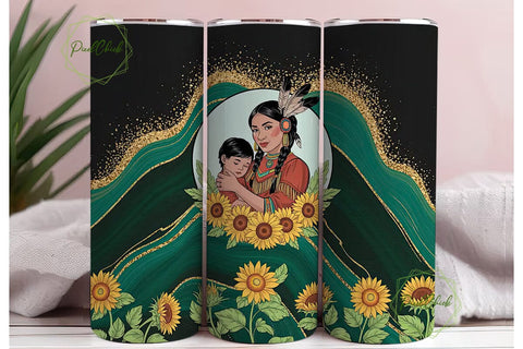 Native American Mom Tumbler Wrap Sublimation PixelChick 