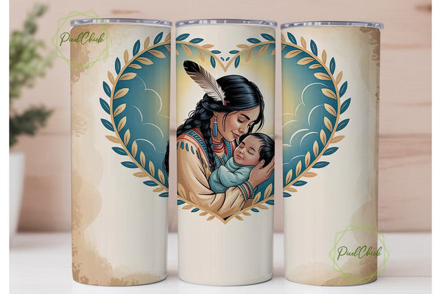 Native American Mother Tumbler Wrap Sublimation PixelChick 