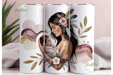 Native American Mother Tumbler Wrap Sublimation PixelChick 