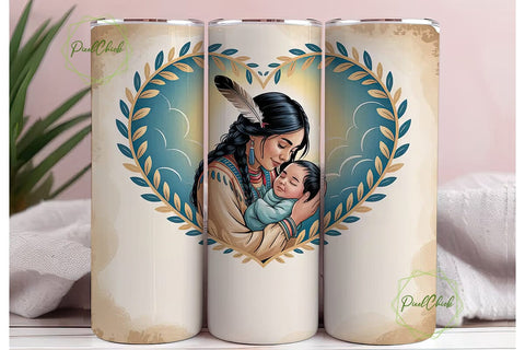 Native American Mother Tumbler Wrap Sublimation PixelChick 