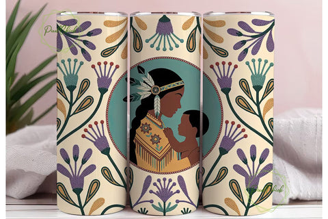 Native American Mother Tumbler Wrap Sublimation PixelChick 