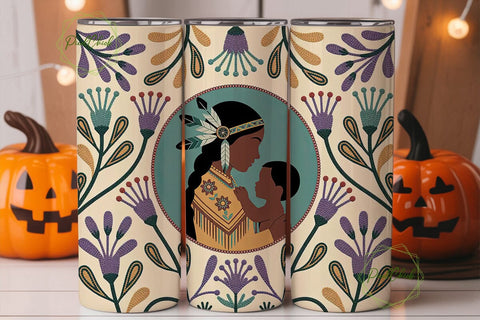 Native American Mother Tumbler Wrap Sublimation PixelChick 