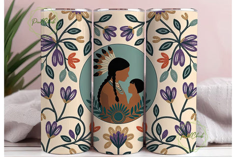 Native American Mother Tumbler Wrap Sublimation PixelChick 