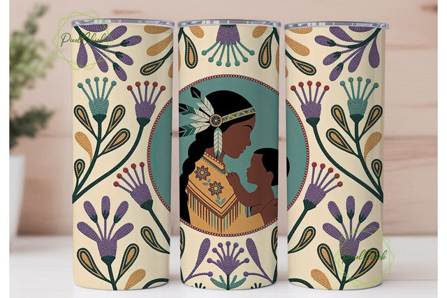 Native American Mother Tumbler Wrap Sublimation PixelChick 