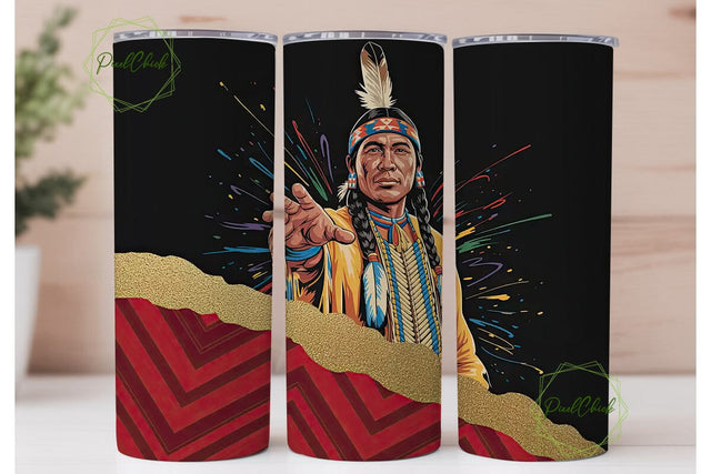 Native American Portrait Tumbler Wrap Sublimation PixelChick 