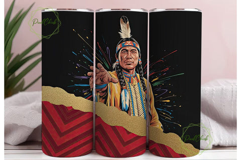 Native American Portrait Tumbler Wrap Sublimation PixelChick 