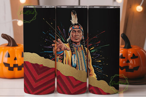 Native American Portrait Tumbler Wrap Sublimation PixelChick 