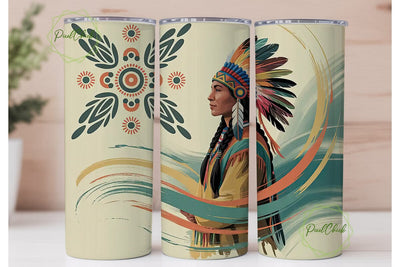 Native American Portrait Tumbler Wrap Sublimation PixelChick 