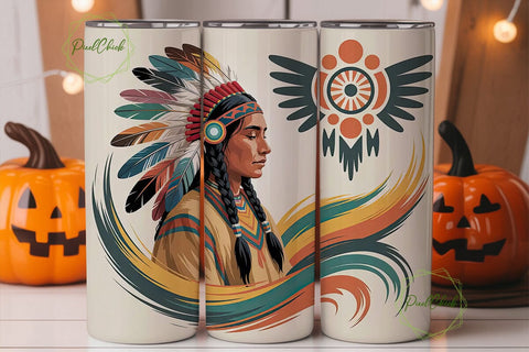 Native American Portrait Tumbler Wrap Sublimation PixelChick 
