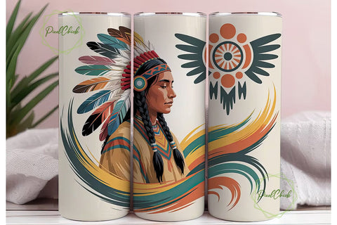 Native American Portrait Tumbler Wrap Sublimation PixelChick 