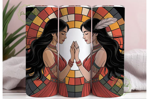 Native American Stained Glass Tumbler Sublimation PixelChick 
