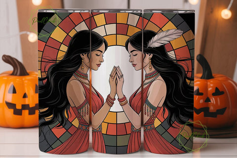 Native American Stained Glass Tumbler Sublimation PixelChick 