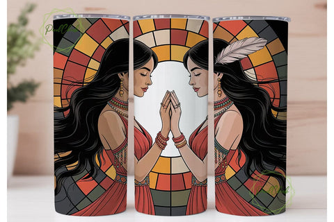 Native American Stained Glass Tumbler Sublimation PixelChick 