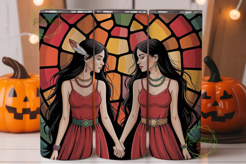Native American Stained Glass Tumbler Sublimation PixelChick 