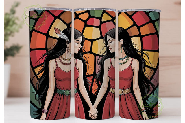Native American Stained Glass Tumbler Sublimation PixelChick 