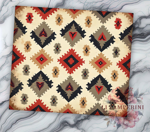 Native American Tribal Print 20oz Tumbler Wrap, 20oz Sublimation Design, Cultural Tumbler Design, Unique Gift Idea, Seamless Tribal Pattern, Ethnic Print Drinkware Sublimation Li Zamperini 