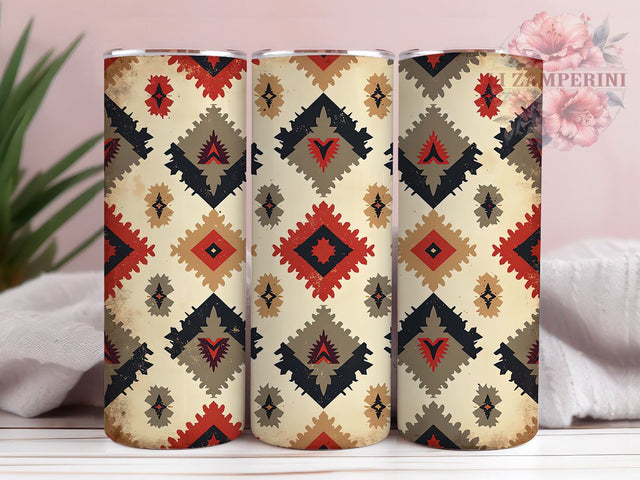 Native American Tribal Print 20oz Tumbler Wrap, 20oz Sublimation Design, Cultural Tumbler Design, Unique Gift Idea, Seamless Tribal Pattern, Ethnic Print Drinkware Sublimation Li Zamperini 