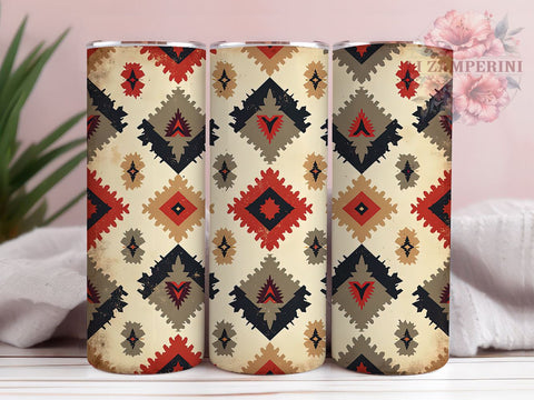 Native American Tribal Print 20oz Tumbler Wrap, 20oz Sublimation Design, Cultural Tumbler Design, Unique Gift Idea, Seamless Tribal Pattern, Ethnic Print Drinkware Sublimation Li Zamperini 