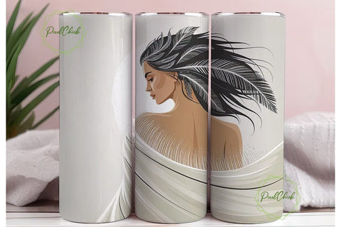 Native American Woman 20oz Tumbler Wrap Sublimation PixelChick 