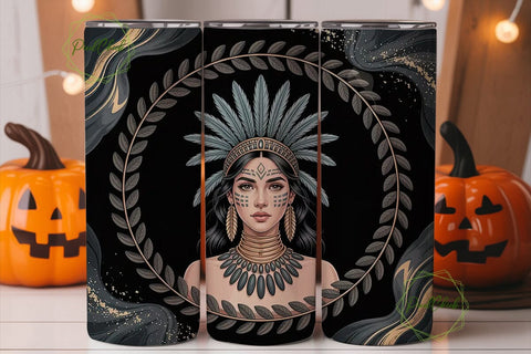 Native American Woman Tumbler Wrap Sublimation PixelChick 