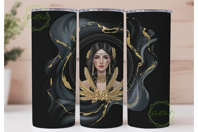Native American Woman Tumbler Wrap Sublimation PixelChick 