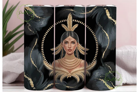 Native American Woman Tumbler Wrap Sublimation PixelChick 